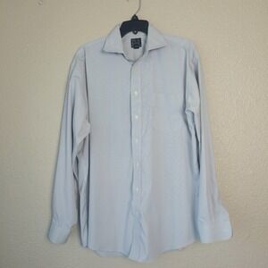 Jos A Bank Men's Long Sleeve Striped 100% Cotton Button Down Shirt Grey Sz 16-35
